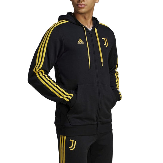Juventus Casual 3S hooded soccer tracksuit 2023/24 black - Adidas-1